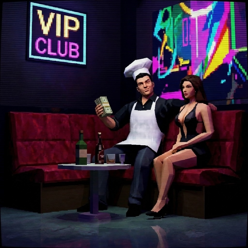The Bread Man stacking cash in the VIP club